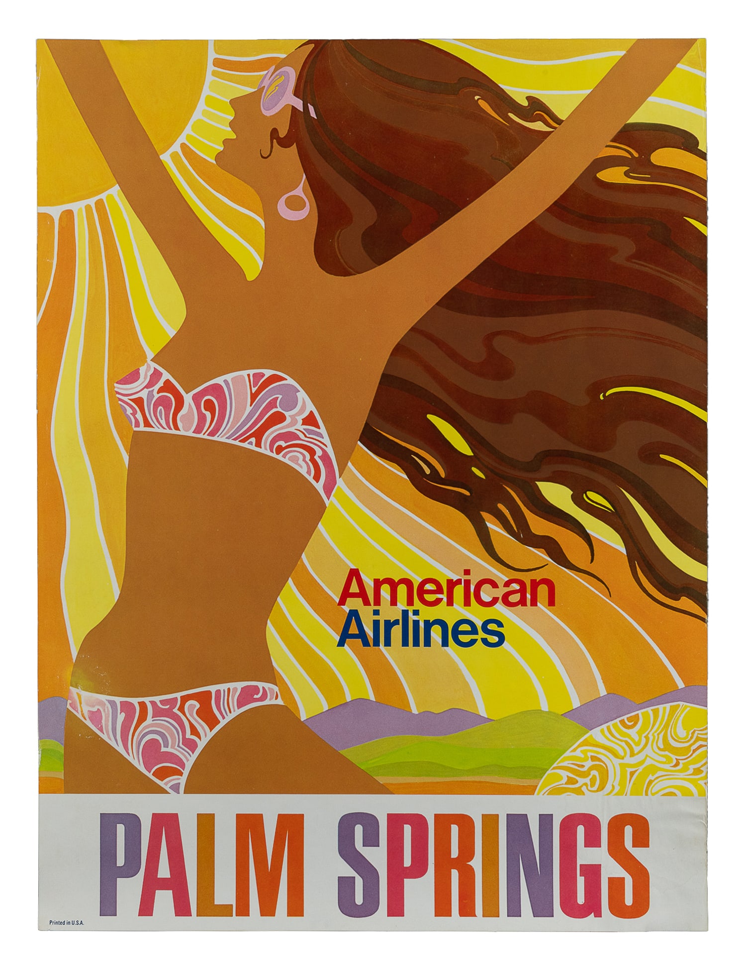 American Airlines / Palm Springs.: American Airlines / Palm Springs. Circa 1970s. Smaller version.Paper. 20 x 15". 