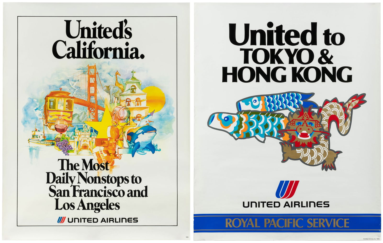 Two United Airlines Posters. 20th Century. (1 of 3)