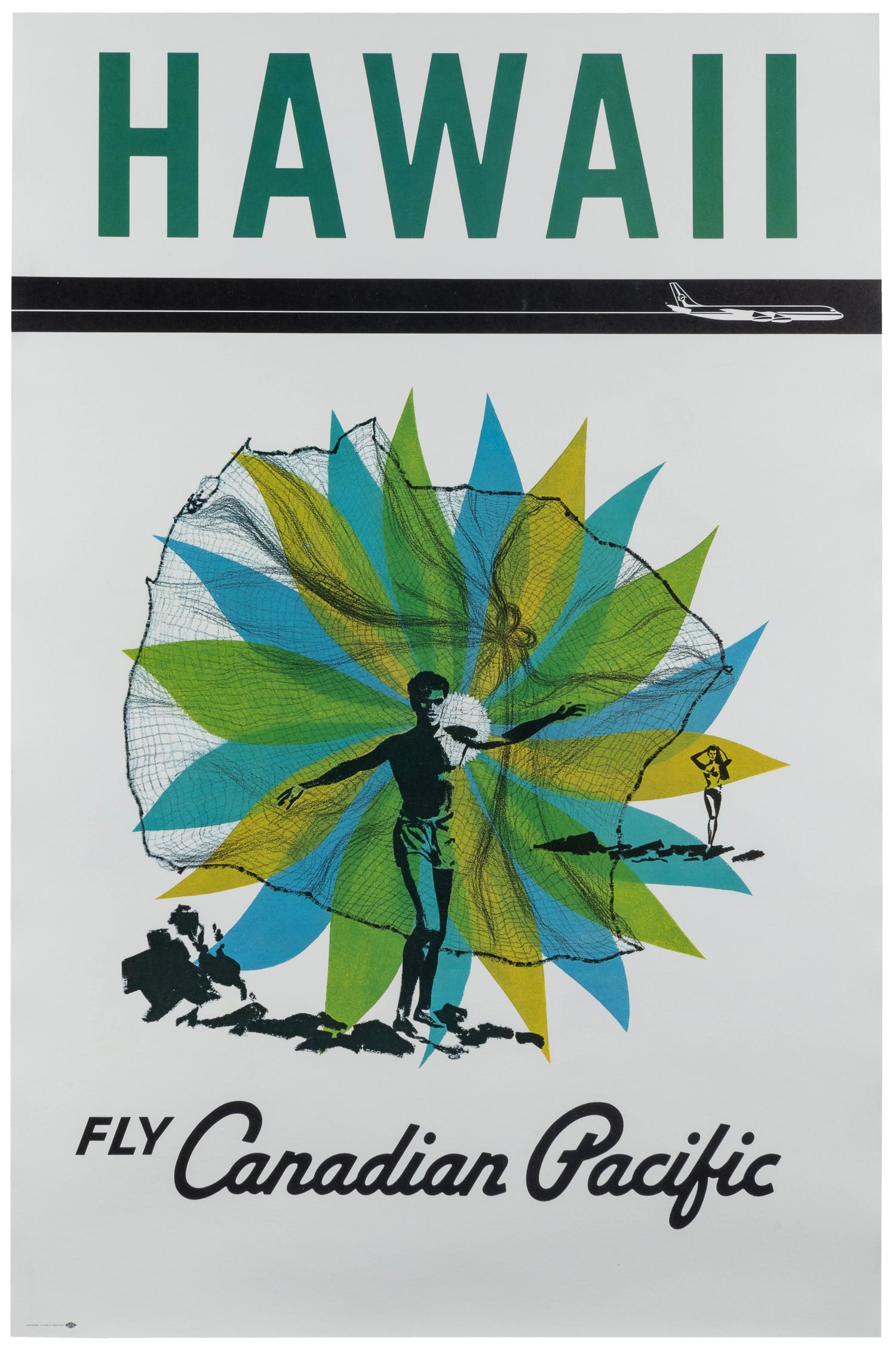 Hawaii / Canadian Pacific.: Hawaii / Canadian Pacific. Circa 1960s. Offset lithograph airline poster.Linen backed. 36 x 23 3/4".