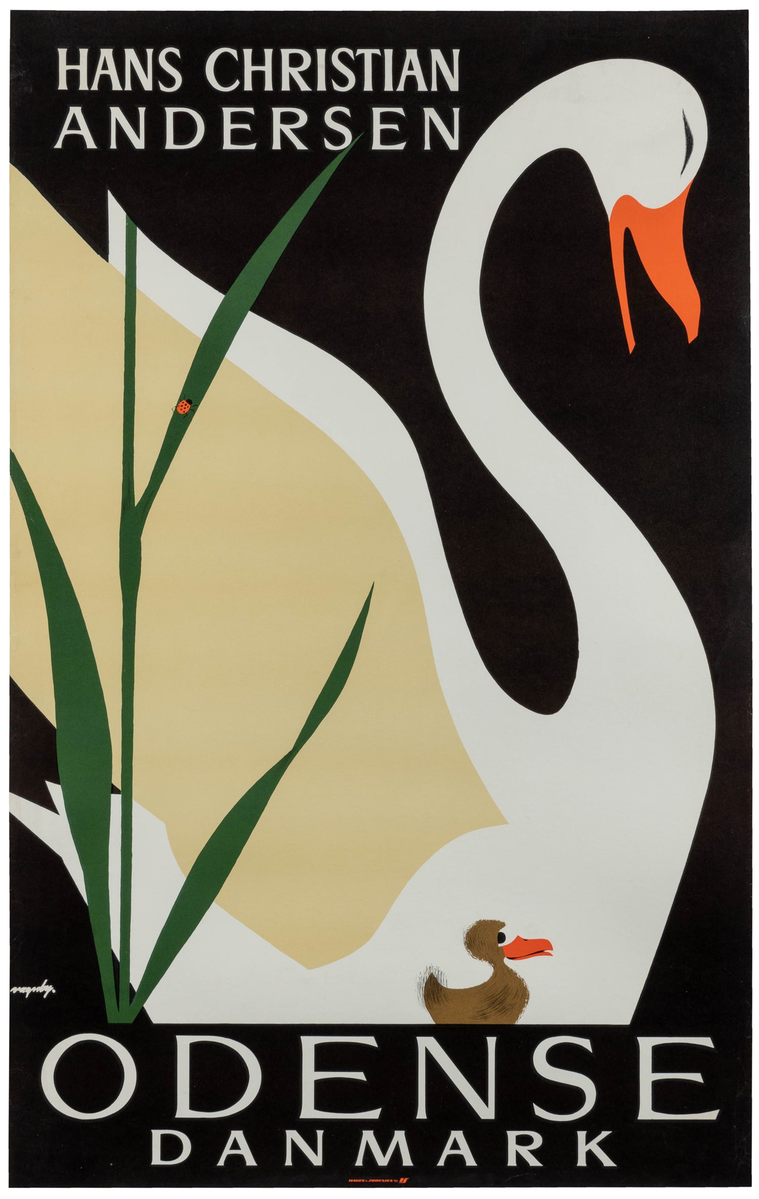 VAGNBY, Viggo (1896‚Äì1966). Hans Christian Andersen / Odense Denmark.: VAGNBY, Viggo (1896–1966). Hans Christian Andersen / Odense Denmark. Odense: Hagen & Sorensen, ca. 1960s. Tourism poster for Odense, Denmark, where the author Hans Christian Andersen was