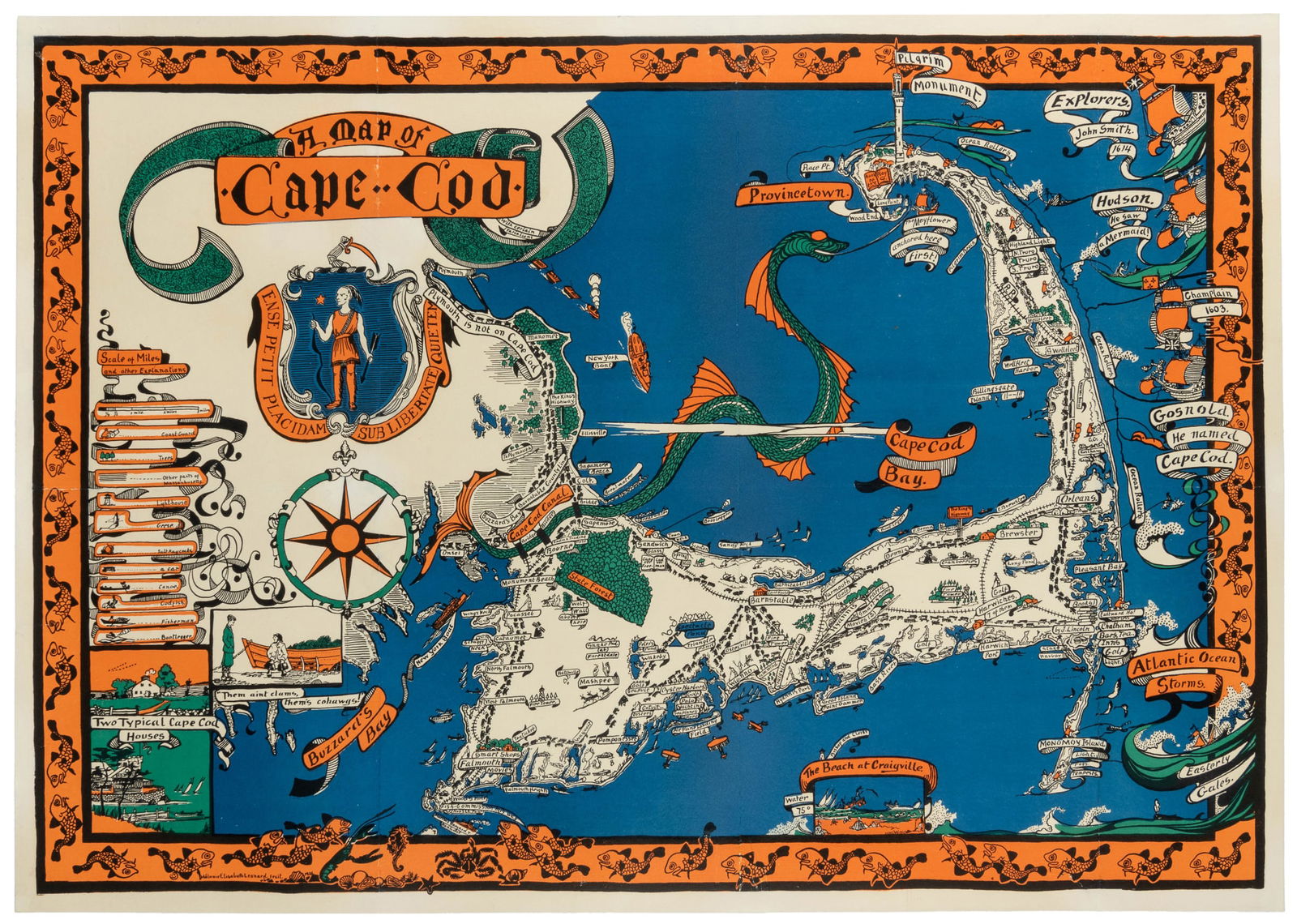 LEONARD, Melanie Elisabeth (1868-1933). A Map of Cape Cod. 1926. (1 of 1)
