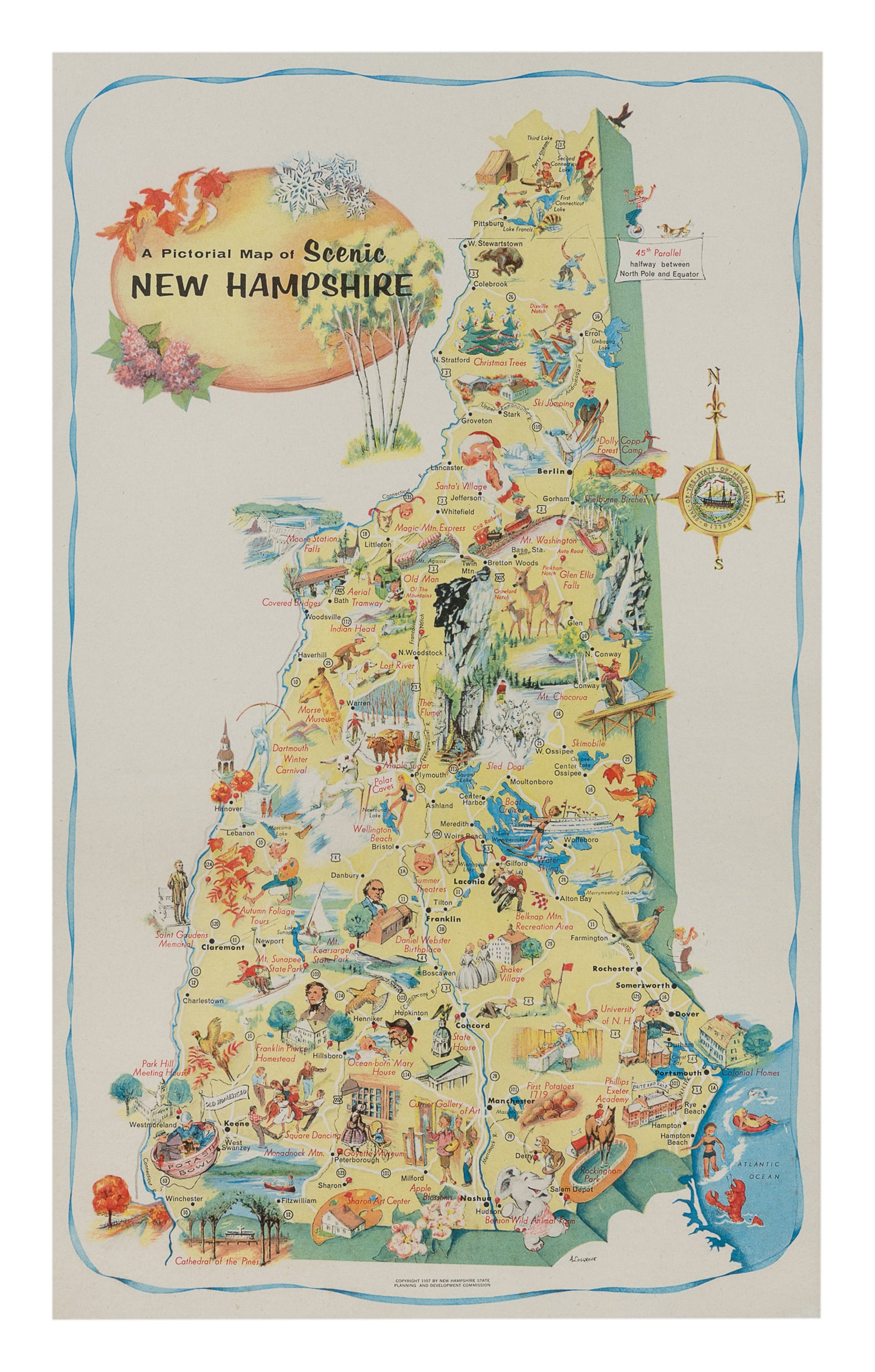 COSGROVE, A. A Pictorial Map of Scenic New Hampshire. 1957. (1 of 1)