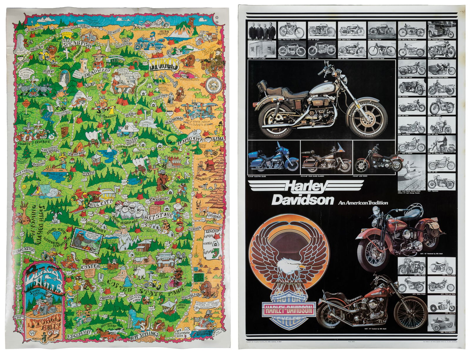 [MOTORCYCLES]. Two vintage posters / maps. (1 of 3)