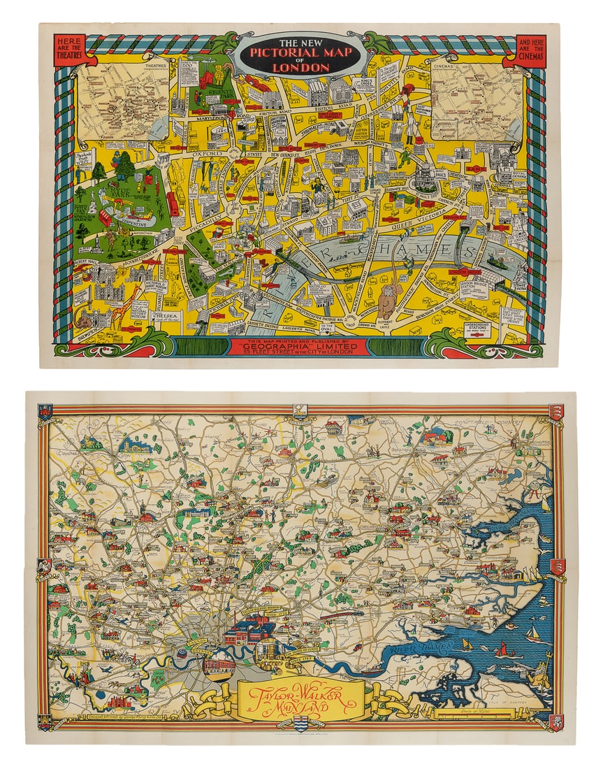 Pair of London Pictorial Maps.¬†Circa early/mid-20th Century. (1 of 3)
