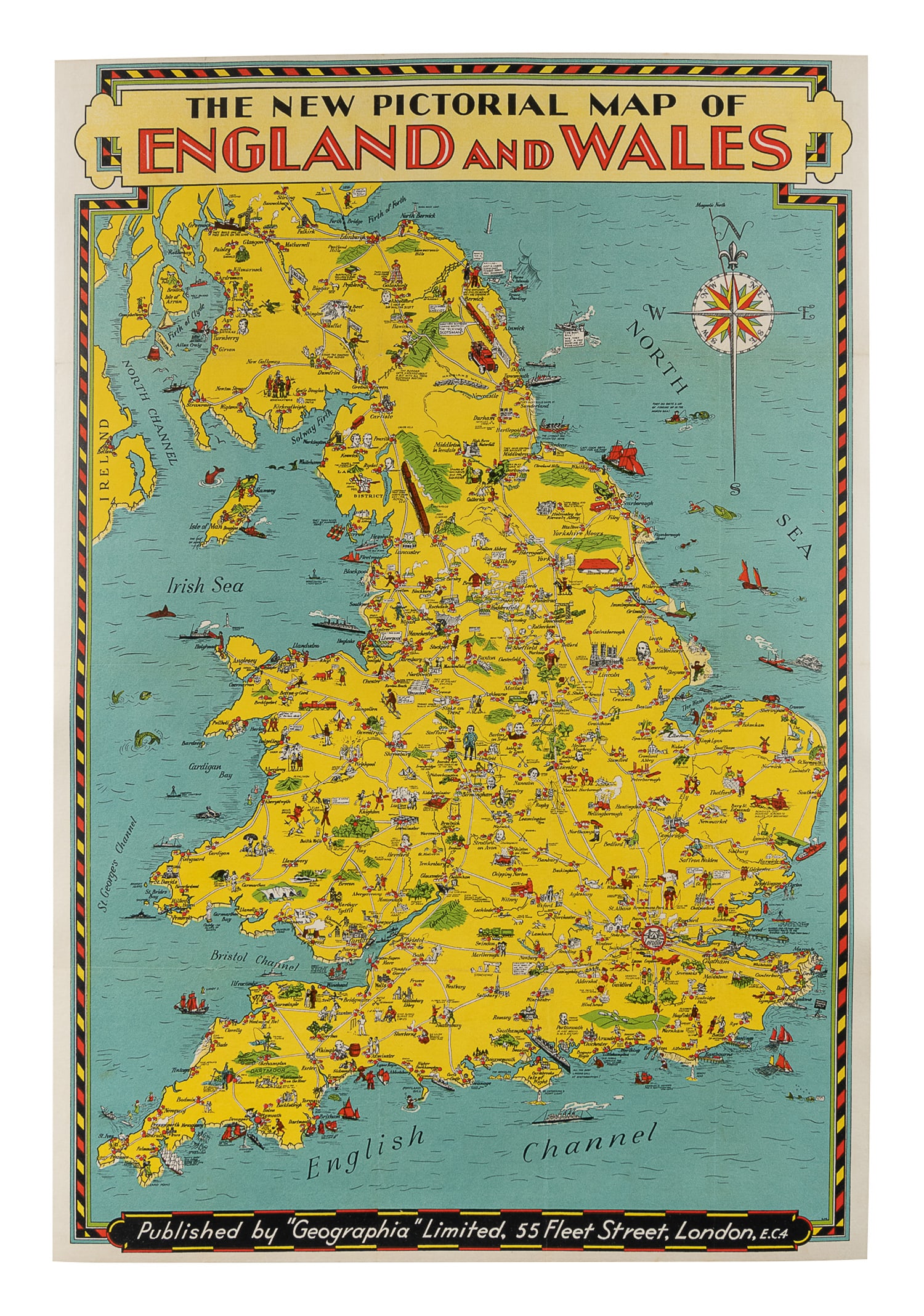 The New Pictorial Map of England and Wales.¬†Circa 1935. (1 of 1)