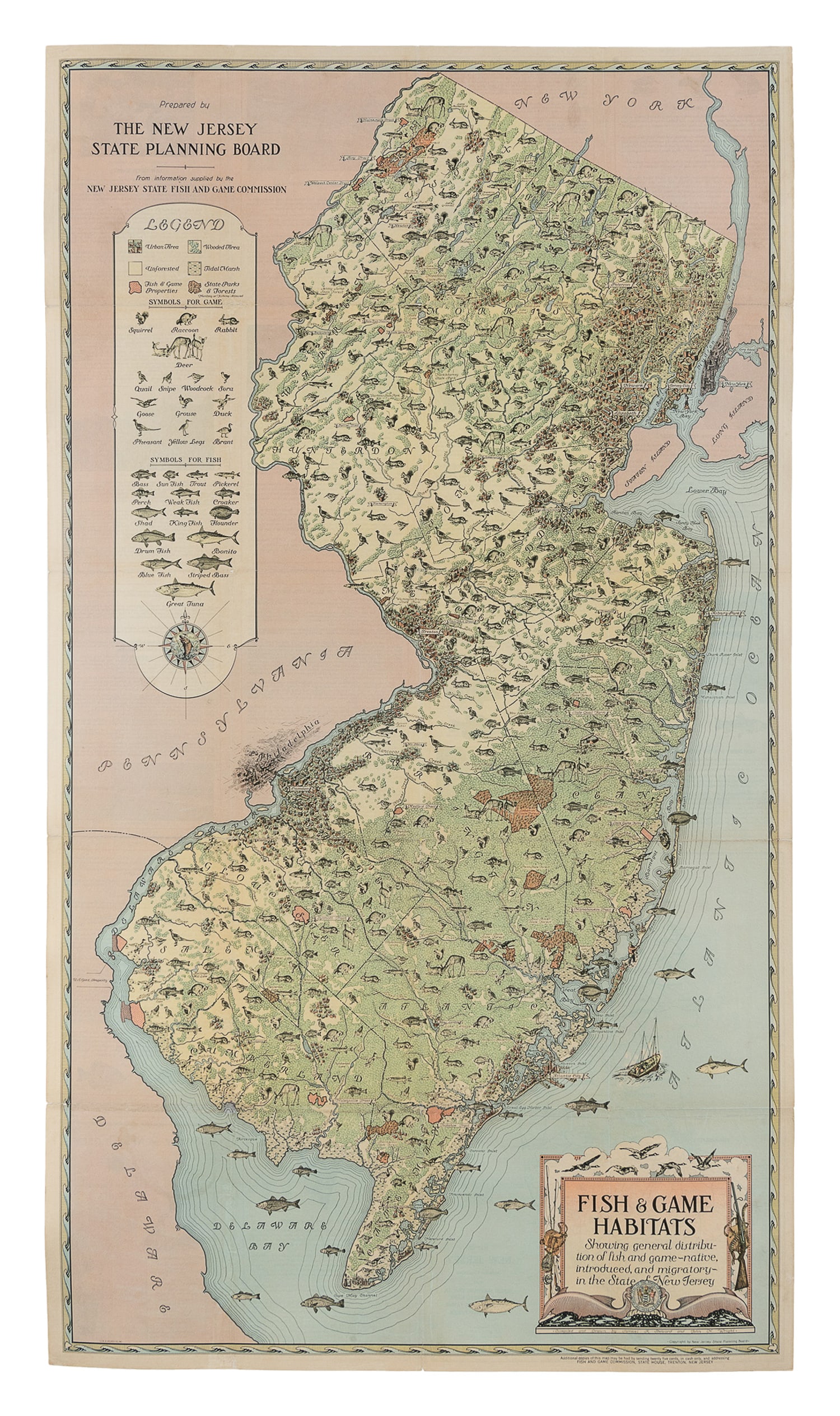 STEWARD, Samuel and WRIGHT, John (20th Century). Fish And Game Habitats: showing general distri (1 of 1)