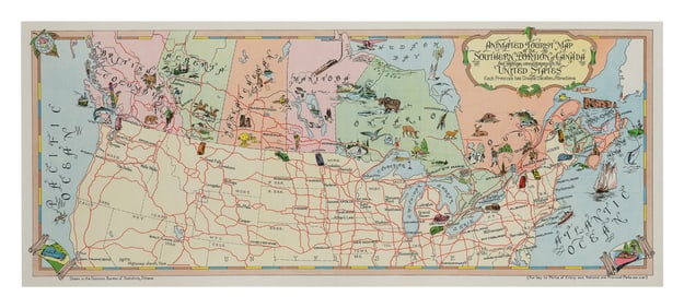 Animated Tourist Map of the Southern Portion of Canada and Highway Connections with the United State