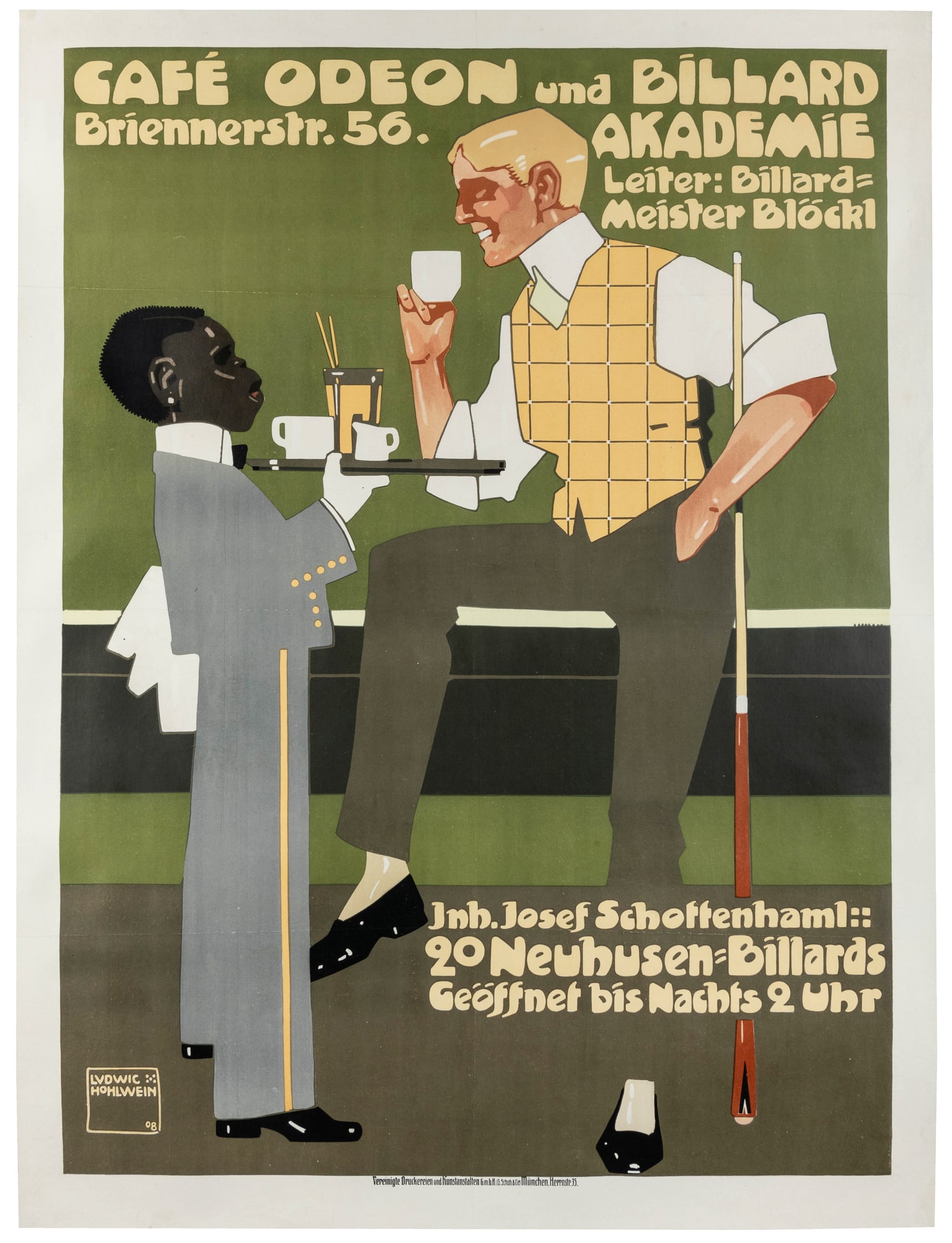 HOHLWEIN, Ludwig (1874 ‚Äì 1949). Caf√© Odeon. 1908.: HOHLWEIN, Ludwig (1874 – 1949). Café Odeon. 1908. Printer: Vereinigte Druckereien und Kunstanstalten, M