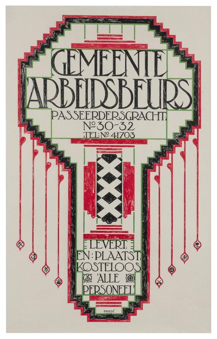 BRIEDE, Johan (1885-1980). Gemeente Arbeidsbeurs. 1924. Dut... (1 of 1)