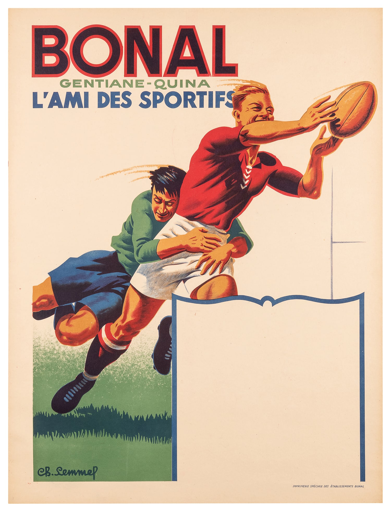 LEMMEL, Charles (1899-1976). Bonal / Gentiane-Quina / L'Ami Des Sportifs. (1 of 1)