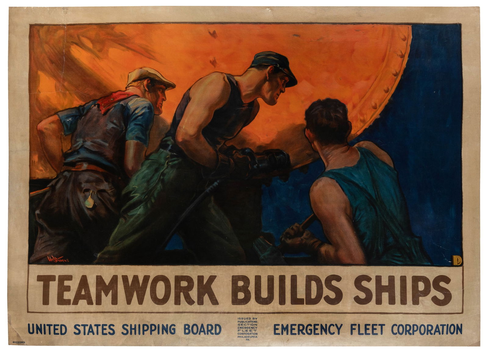 STEVENS, William Dodge (1870‚Äì1942). Teamwork Builds Ships. 1918. (1 of 1)