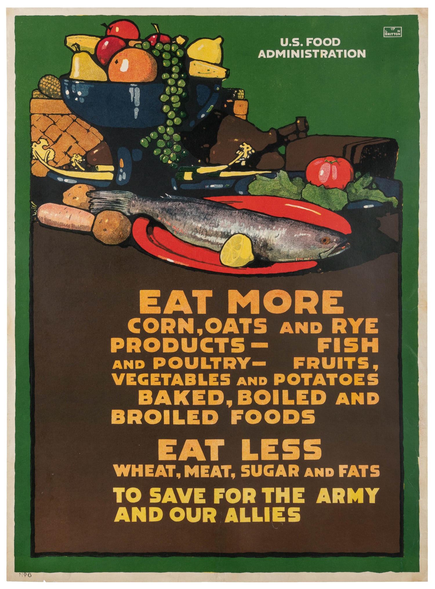 BRITTON, L.N. Eat More Corn, Oats and Rye / U.S. Food Administration.¬†1917. (1 of 1)