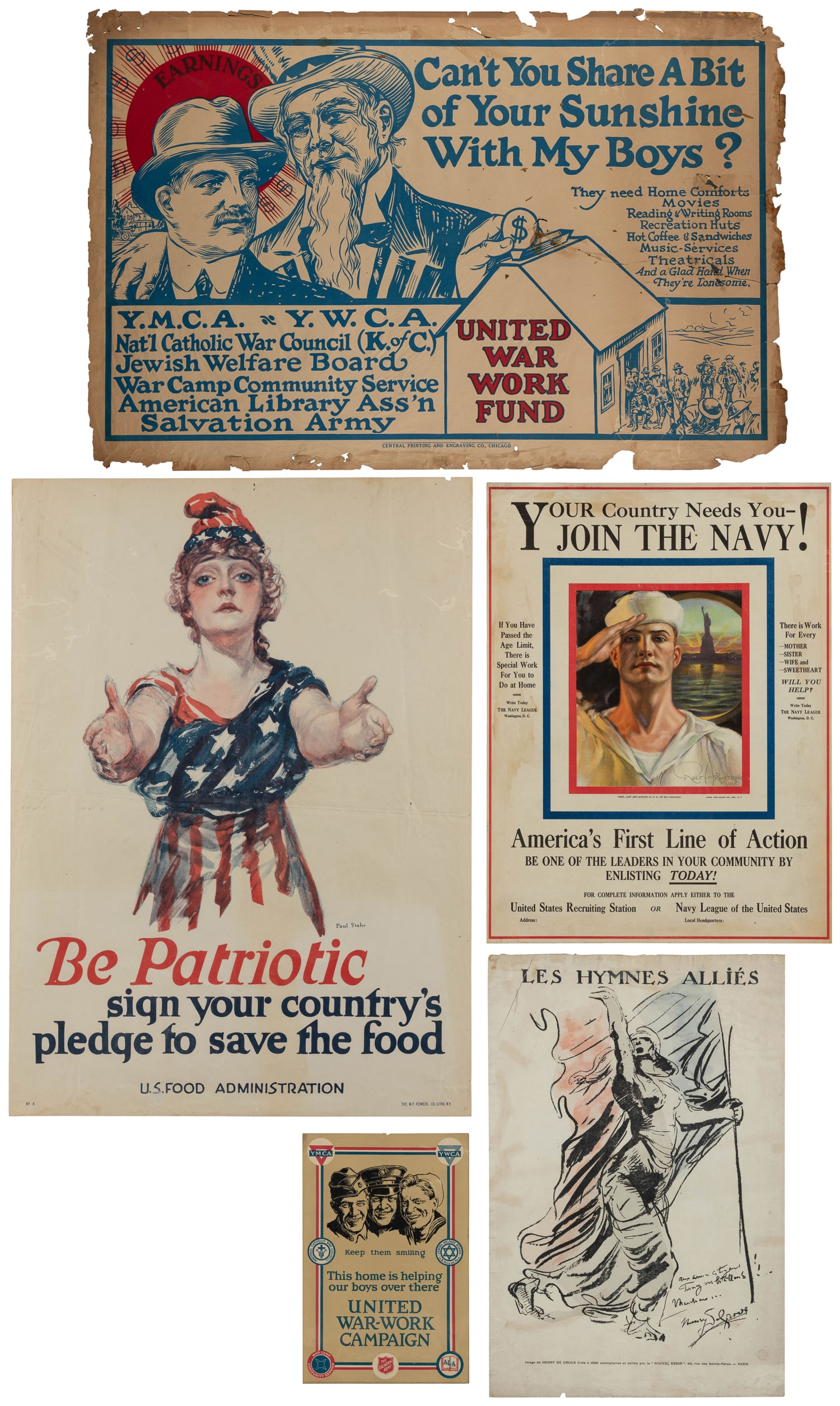 [WORLD WAR I]. Five propaganda posters. (1 of 6)