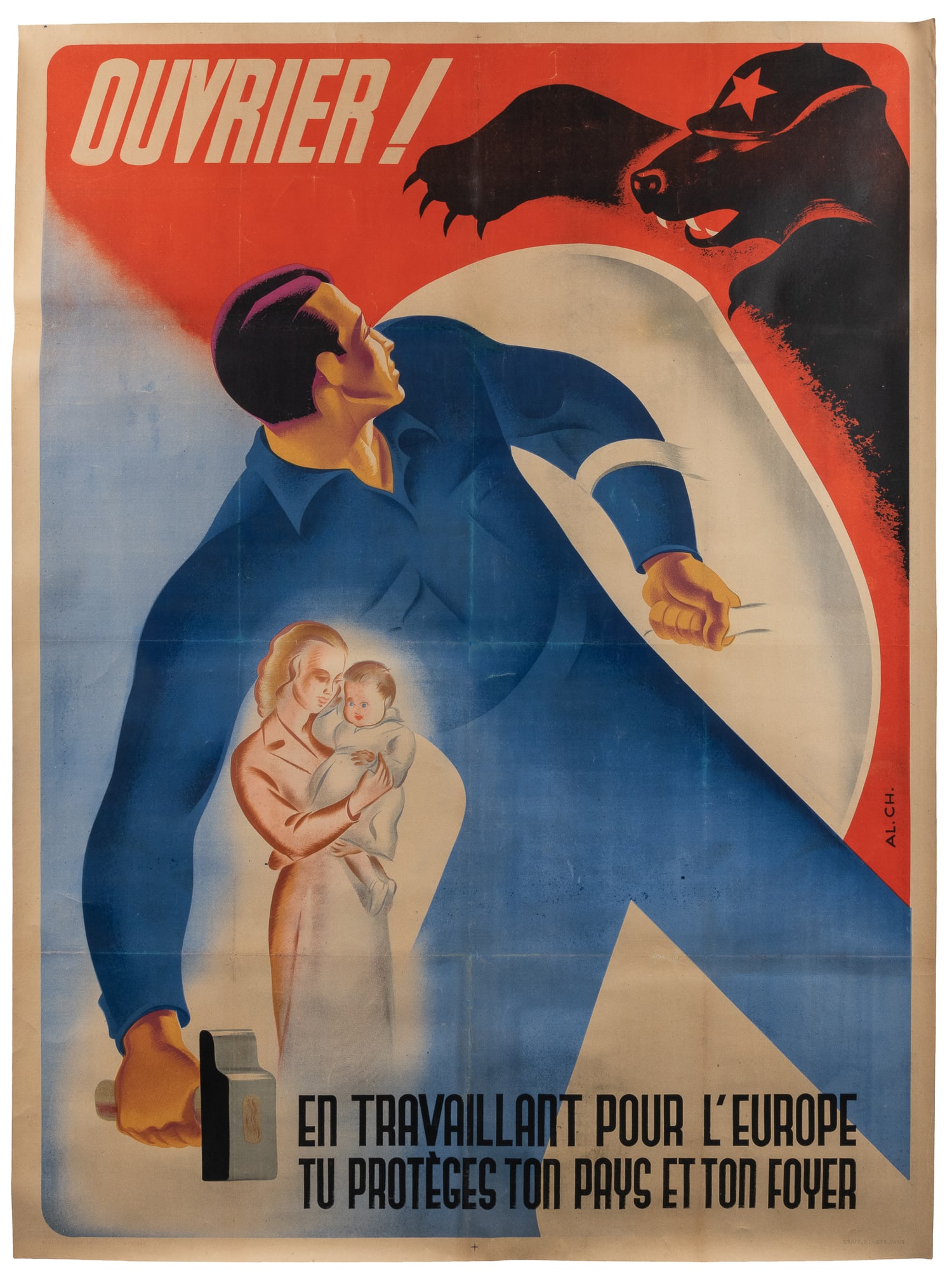 Ouvrier! En Travaillant Pour L'Europe tu Proteges ton pays et Ton Foyer. 1943. (1 of 1)