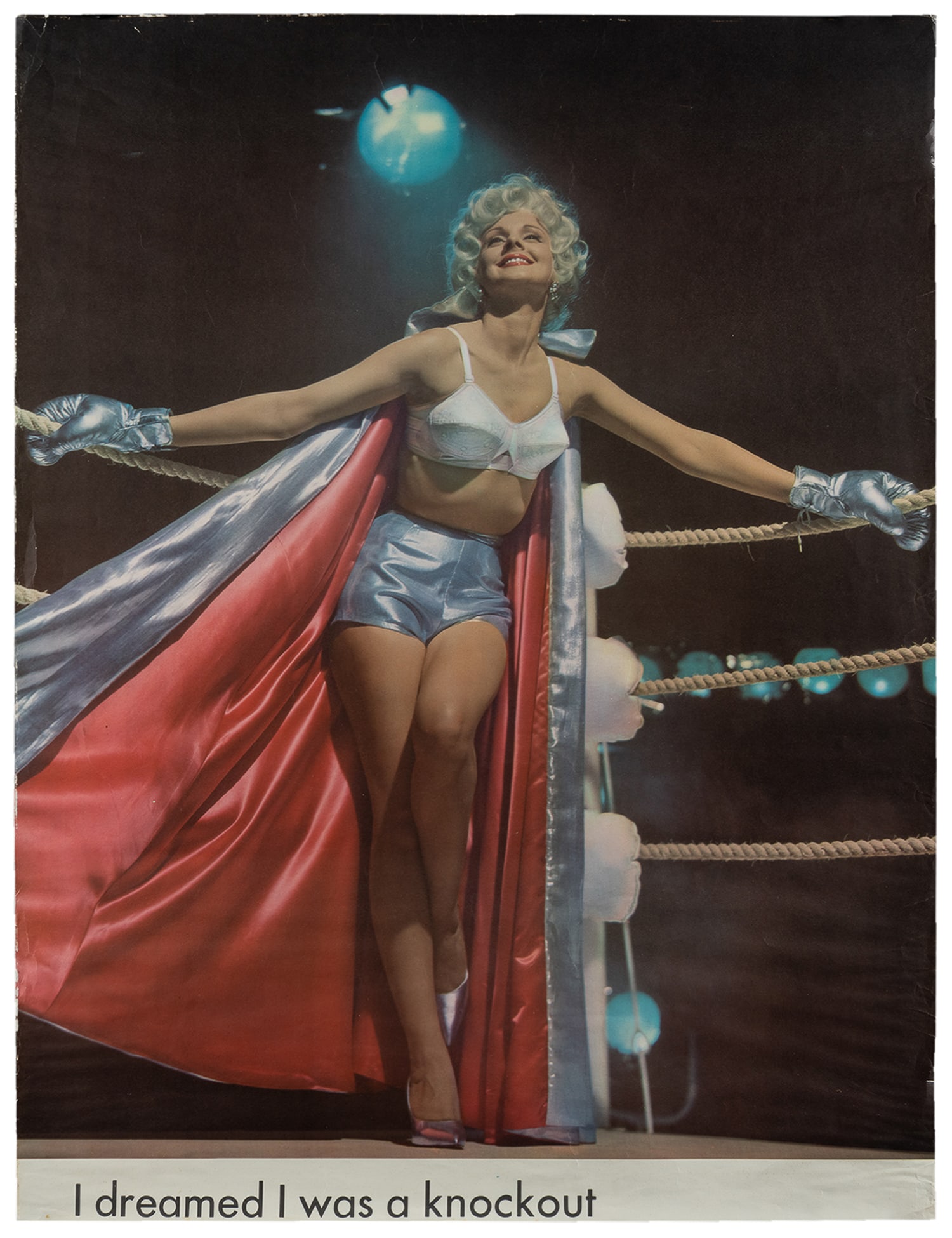I Dreamed I Was a Knockout. Circa 1950s. : I Dreamed I Was a Knockout. Circa 1950s. Photo-offset poster depicting a woman wearing bra and boxing outfit, from the influential midcentury Maidenform advertising campaign. RARE. Paper. 37 x 28". Th