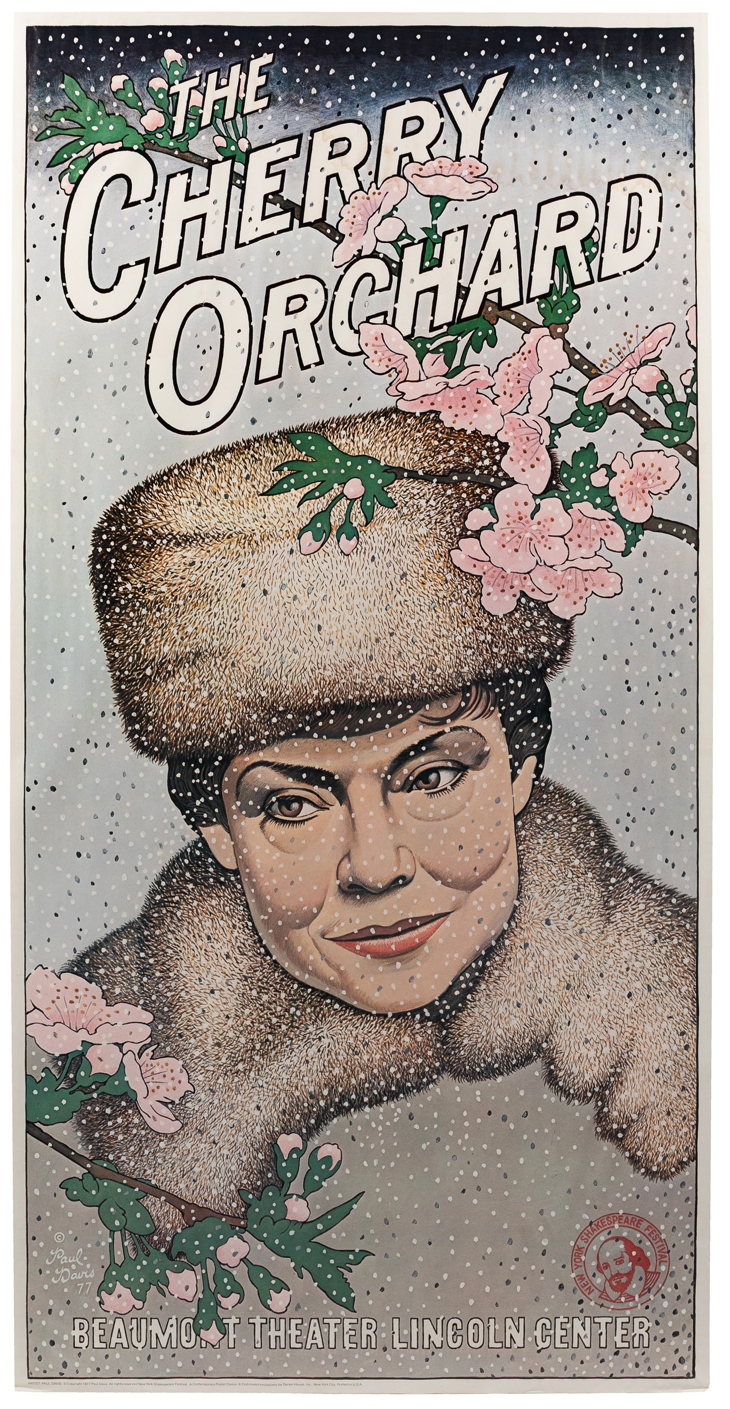 DAVIS, Paul (b. 1938). Three theater posters.: DAVIS, Paul (b. 1938). Three theater posters. New York: Darien House. Includes: Threepenny Opera. 1976. Ashes. 1977. The Cherry Orchard. 1977. Paper (except Cherry Orchard,