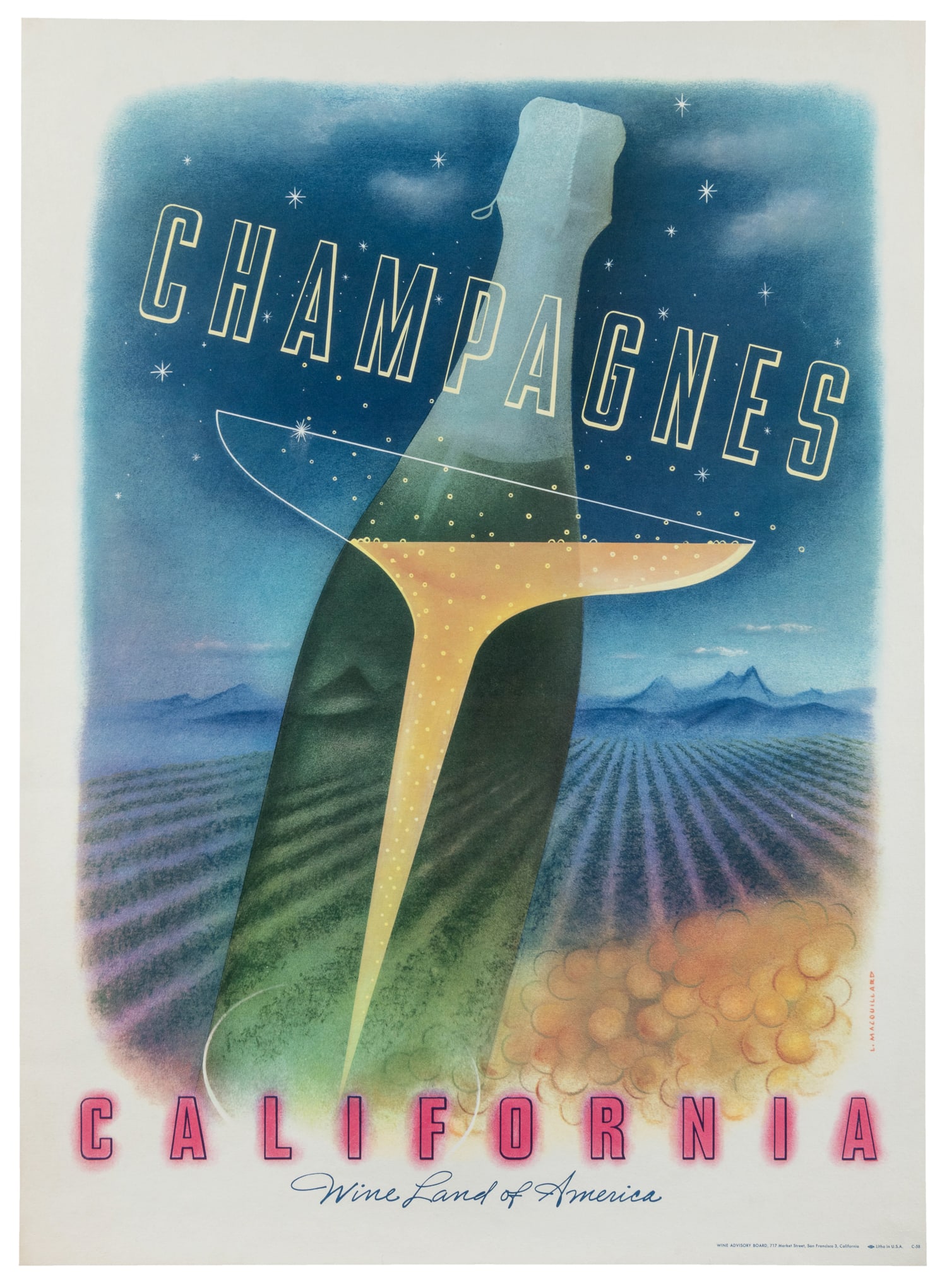 MACOUILLARD, LOUIS (1913-1987). Champagnes. California. Wineland of America. 1955 (1 of 1)