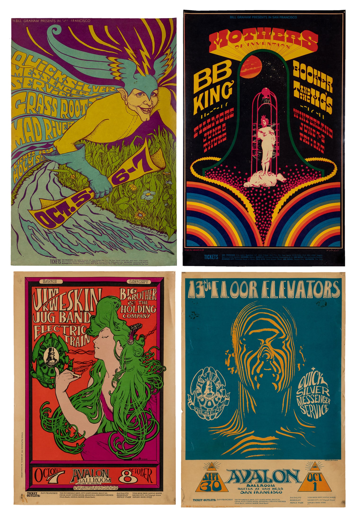 Four psychedelic Bill Graham and Family Dog concert posters. (1 of 5)