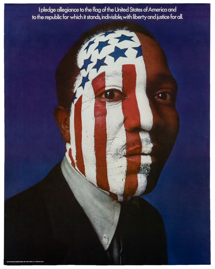 [CIVIL RIGHTS]. I pledge allegiance to the flag, of the United States of America and to the republic: [CIVIL RIGHTS]. I pledge allegiance to the flag, of the United States of America and to the republic for which it stands, indivisible, for liberty and justice for all. Starfish, 1970. Photographic