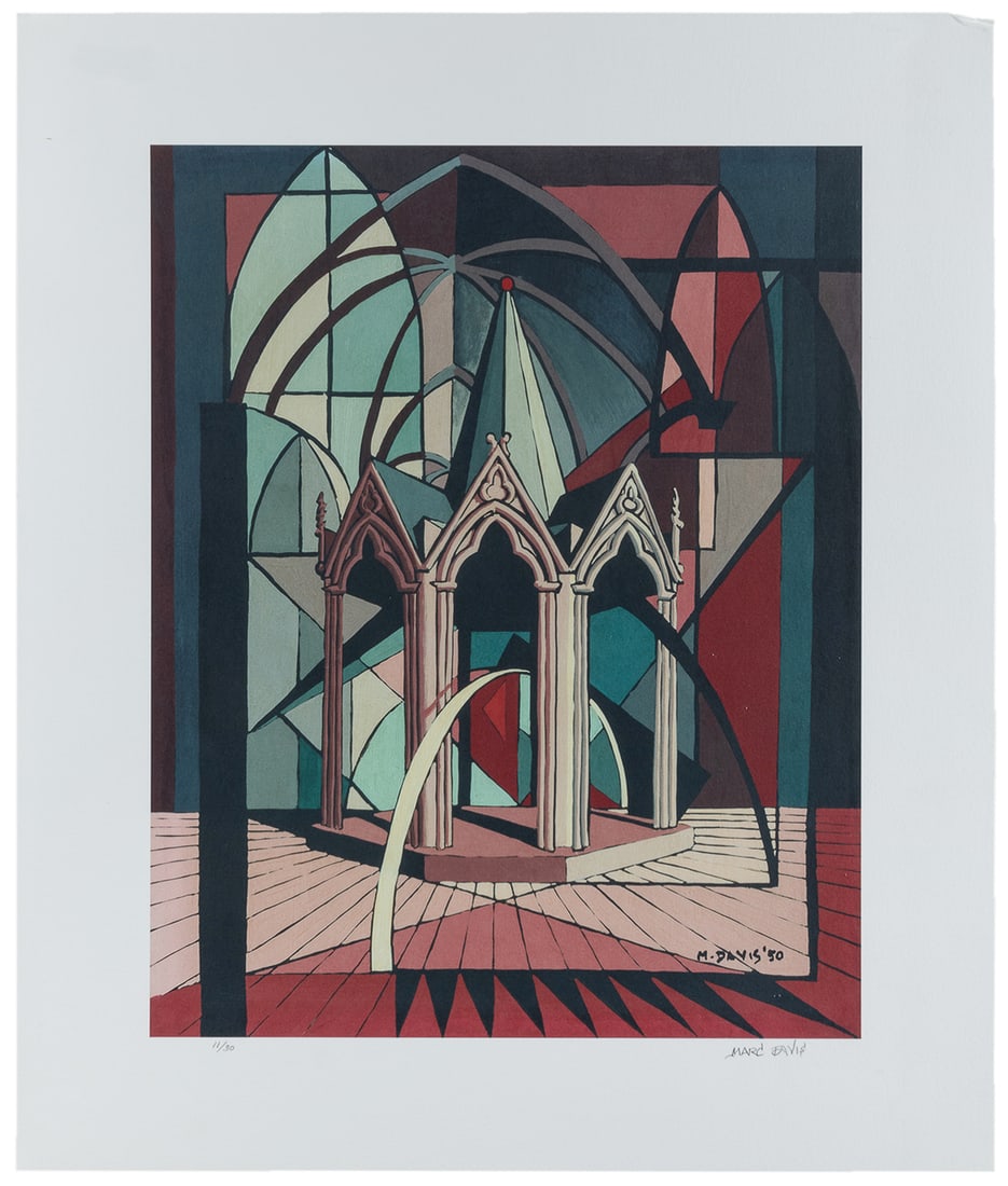 DAVIS, Marc Fraser (1913-2000). Stained Glass Arches and Gazebo. 1950. (1 of 2)