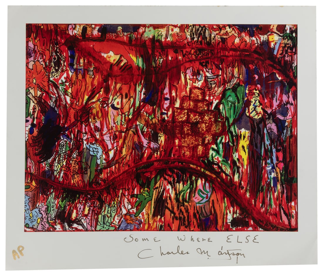 MANSON, Charles (1934-2017). Ten Prints.: [PRISON ART] MANSON, Charles (1934-2017). Ten Prints. Each signed in the print and further signed in the margin. Nine editioned "AP." Three identical large prints. Two of the large prints inscribed wi