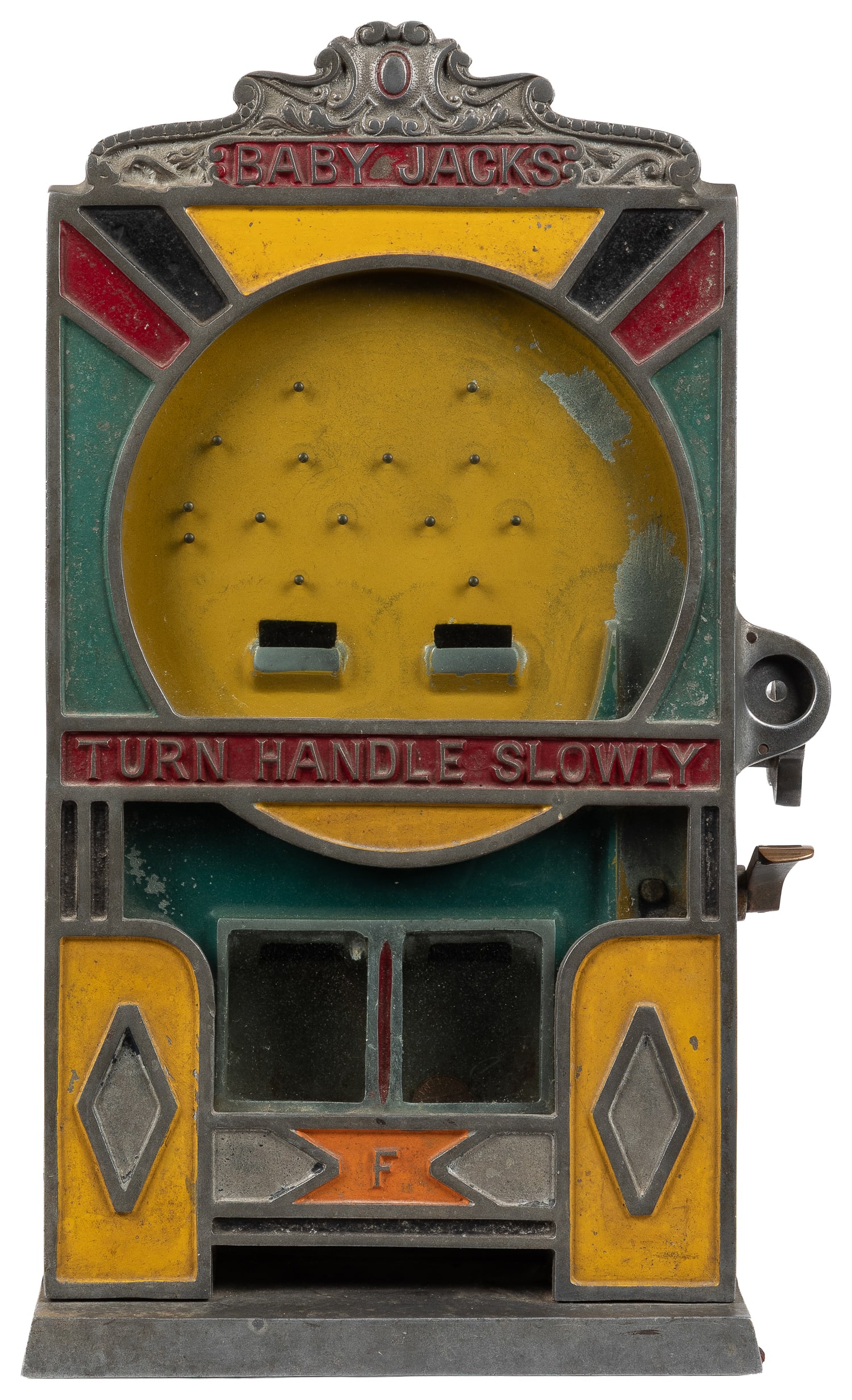 Fields 1 Cent Baby Jacks Coin Flip Trade Stimulator. Peoria, IL: Fields Manufacturing Co., 1930s. (1 of 2)