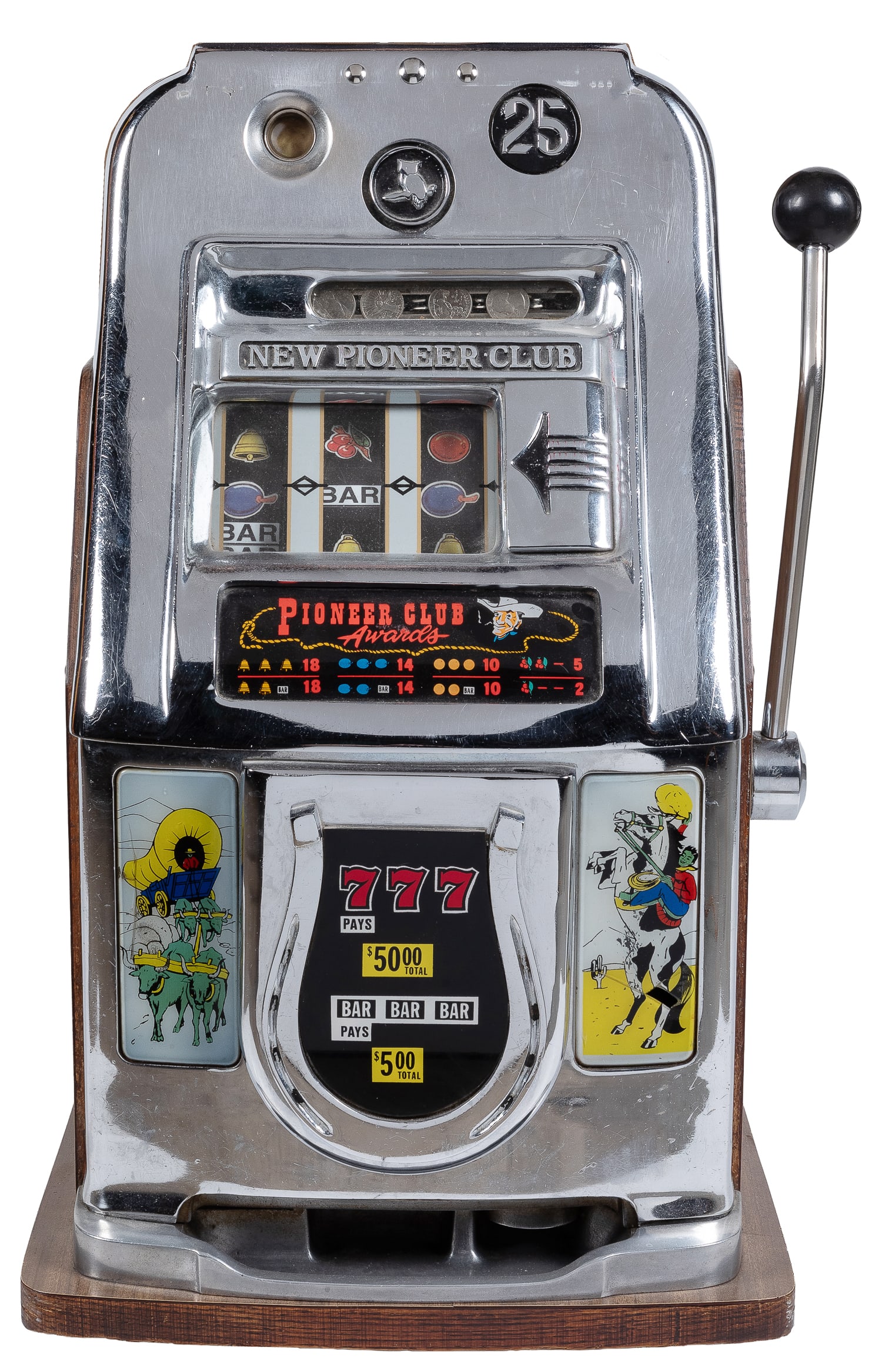 Mills 25 Cent Bell-O-Matic Pioneer Club Slot Machine. Chicago: Mills Novelty, ca. 19485. (1 of 3)