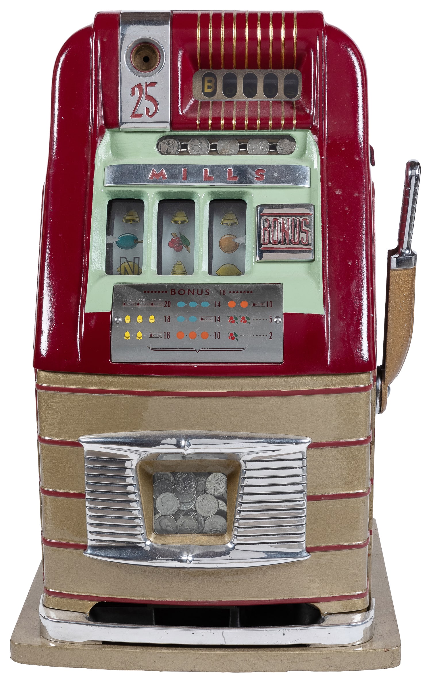 Mills 25 Cent Bonus Bell Slot Machine. Chicago: Mills Novelty, ca. 1937. (1 of 3)