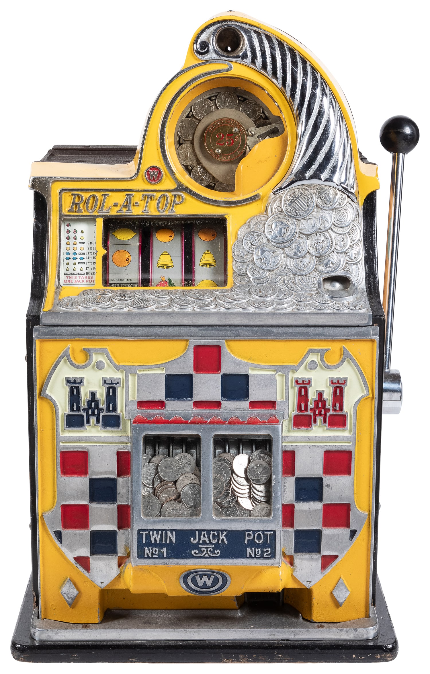 Watling 25 Cent Rol-A-Top Checkerboard Slot Machine. Chicago: Watling Manufacturing Co., ca. 1947. (1 of 3)