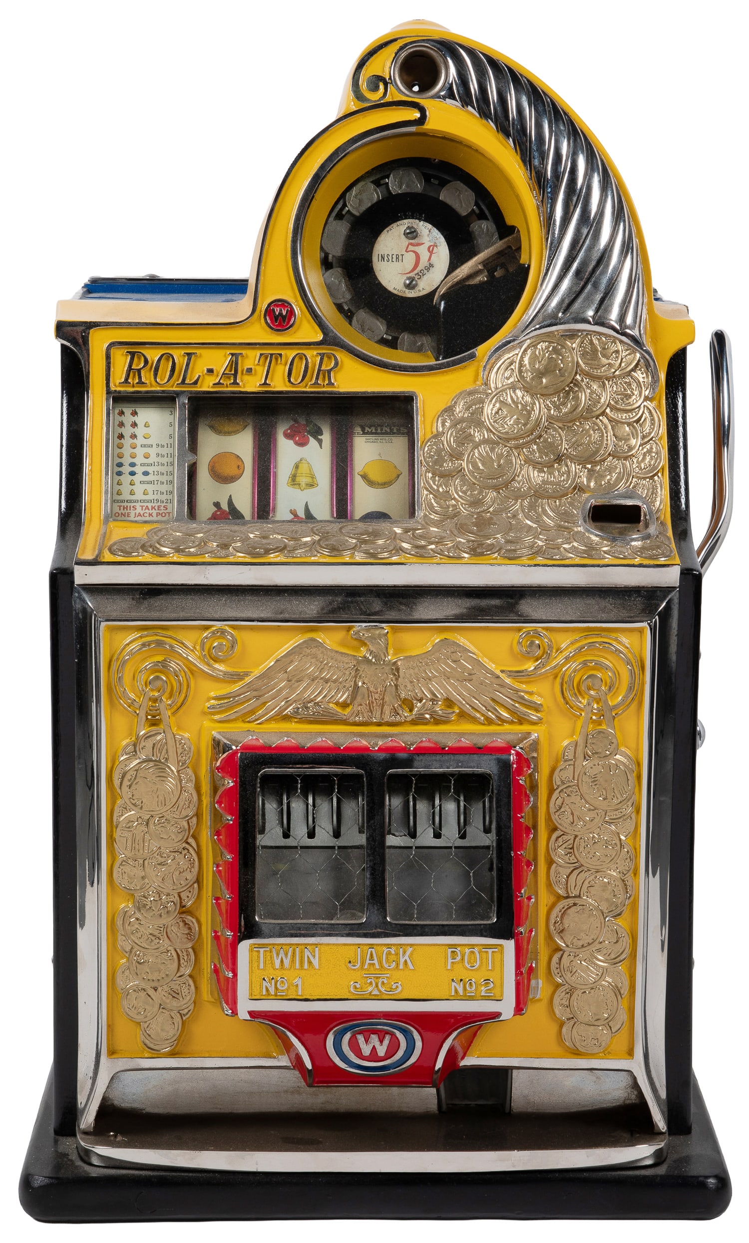 Watling 5 Cent Rol-A-Tor Slot Machine. Chicago: Watling Manufacturing Co., ca. 1940s. (1 of 3)