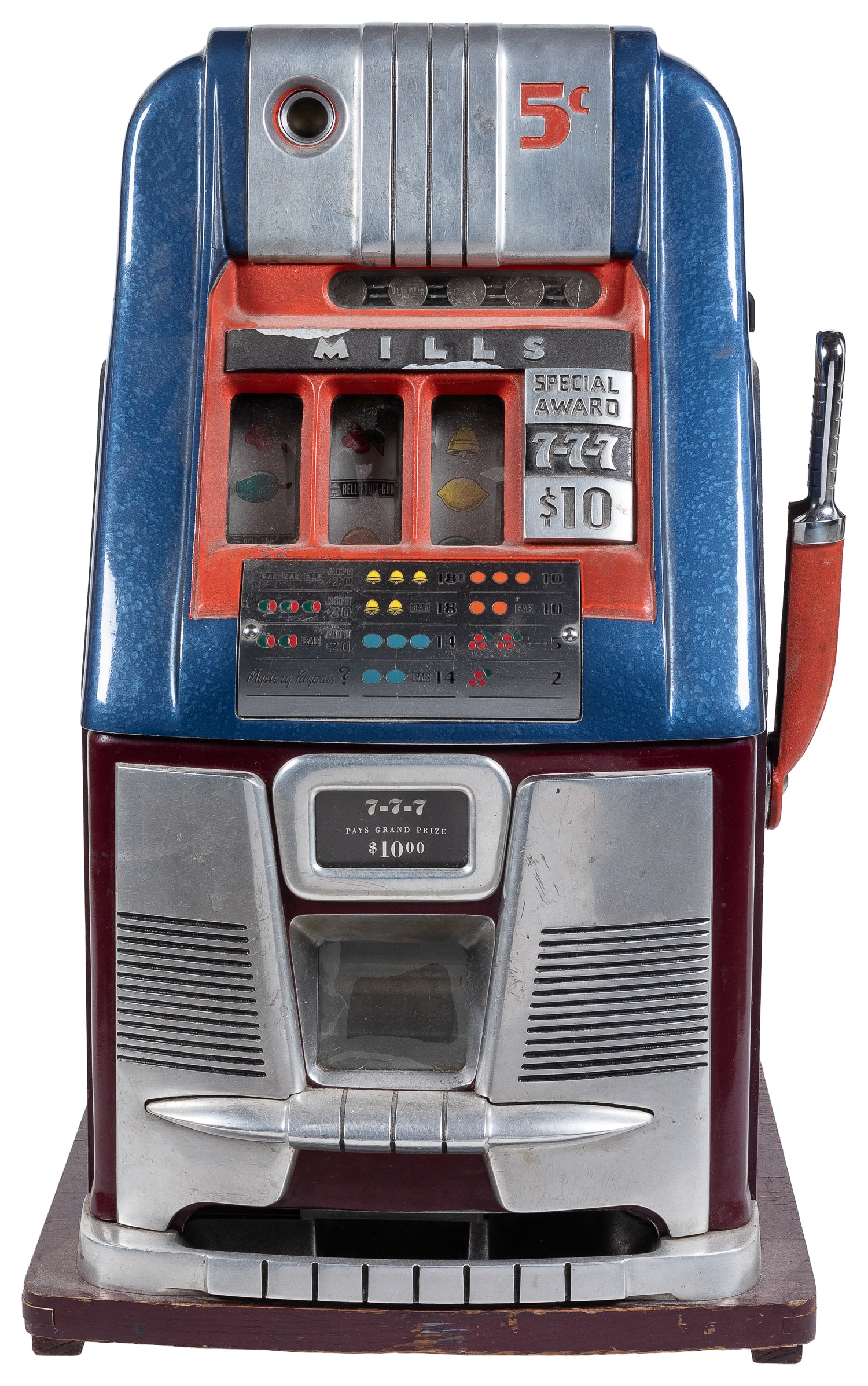 Mills 5 Cent High Top 777 Slot Machine. Chicago: Mills Novelty, ca. 1940s. (1 of 3)