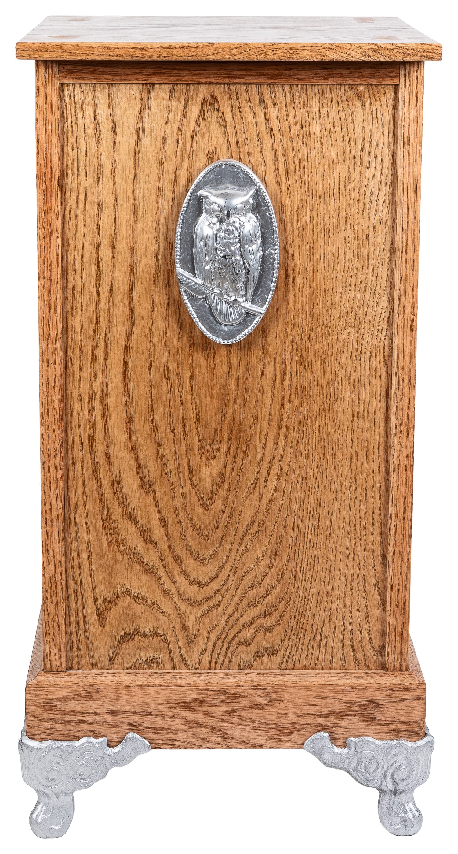 Slot Machine Stand with Silver Owl Emblem.: Slot Machine Stand with Silver Owl Emblem. 36 1/2 x 18 1/2 x 14 1/2".