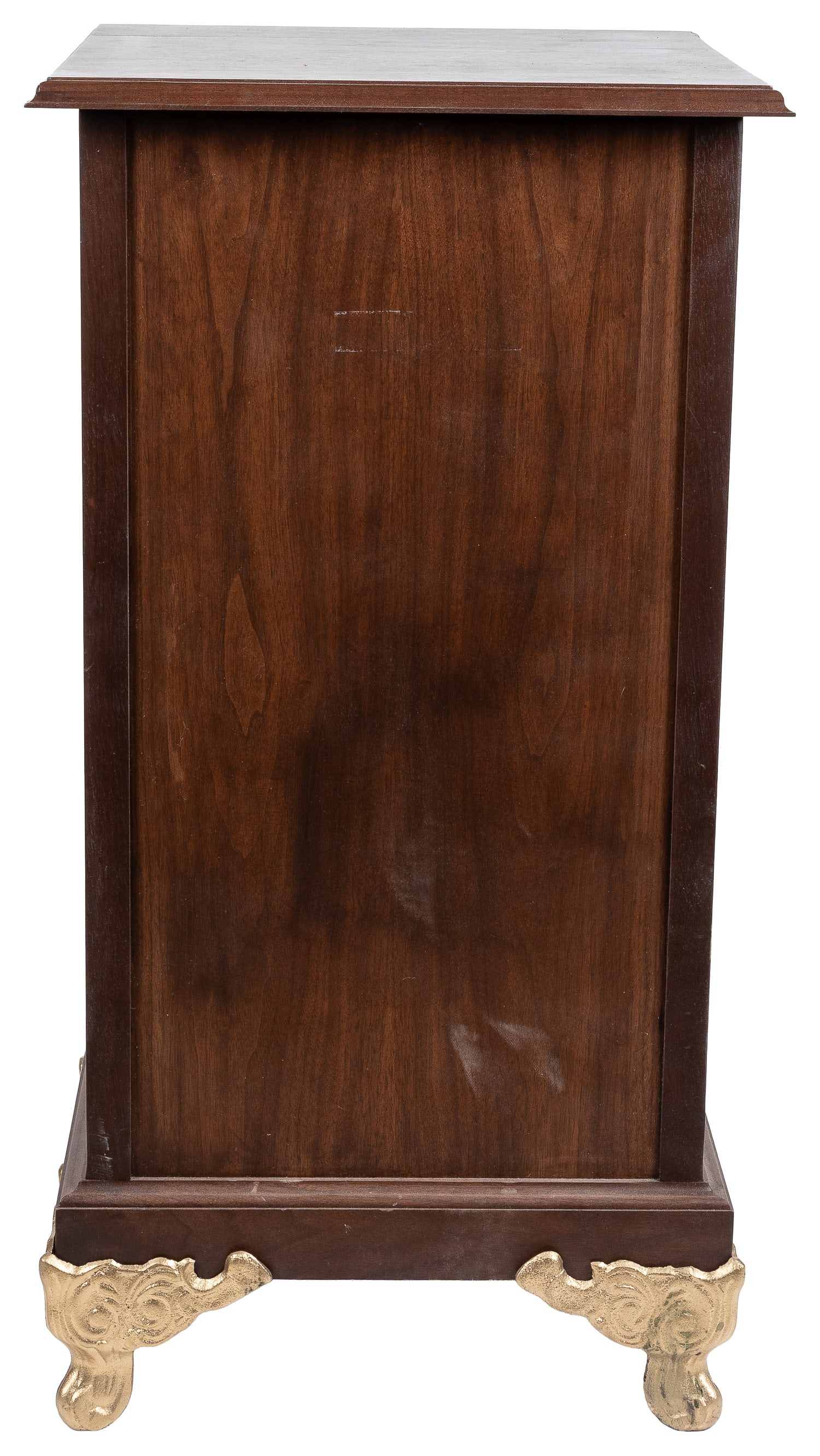 Slot Machine Stand: Wood Slot Machine Stand. With dark wood finish and decorative gold-tone accents. 35 12 x 18 x 17".