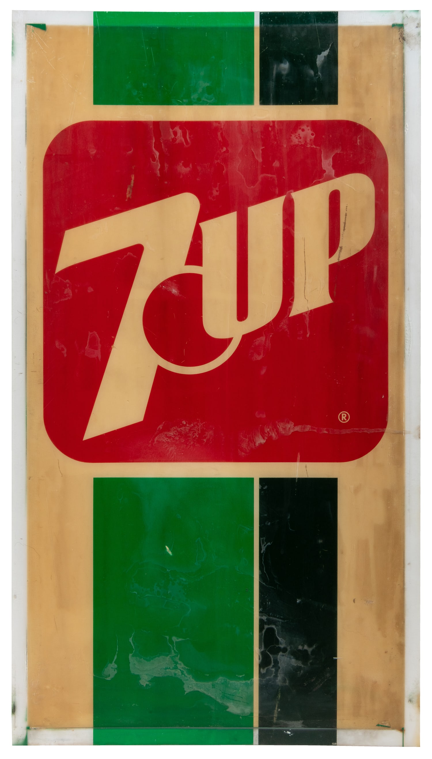 7 Up acrylic vending machine front panels (4).: 7 Up acrylic vending machine front panels (4). Circa 1980s. Each 45 1/2 x 24 1/2".
