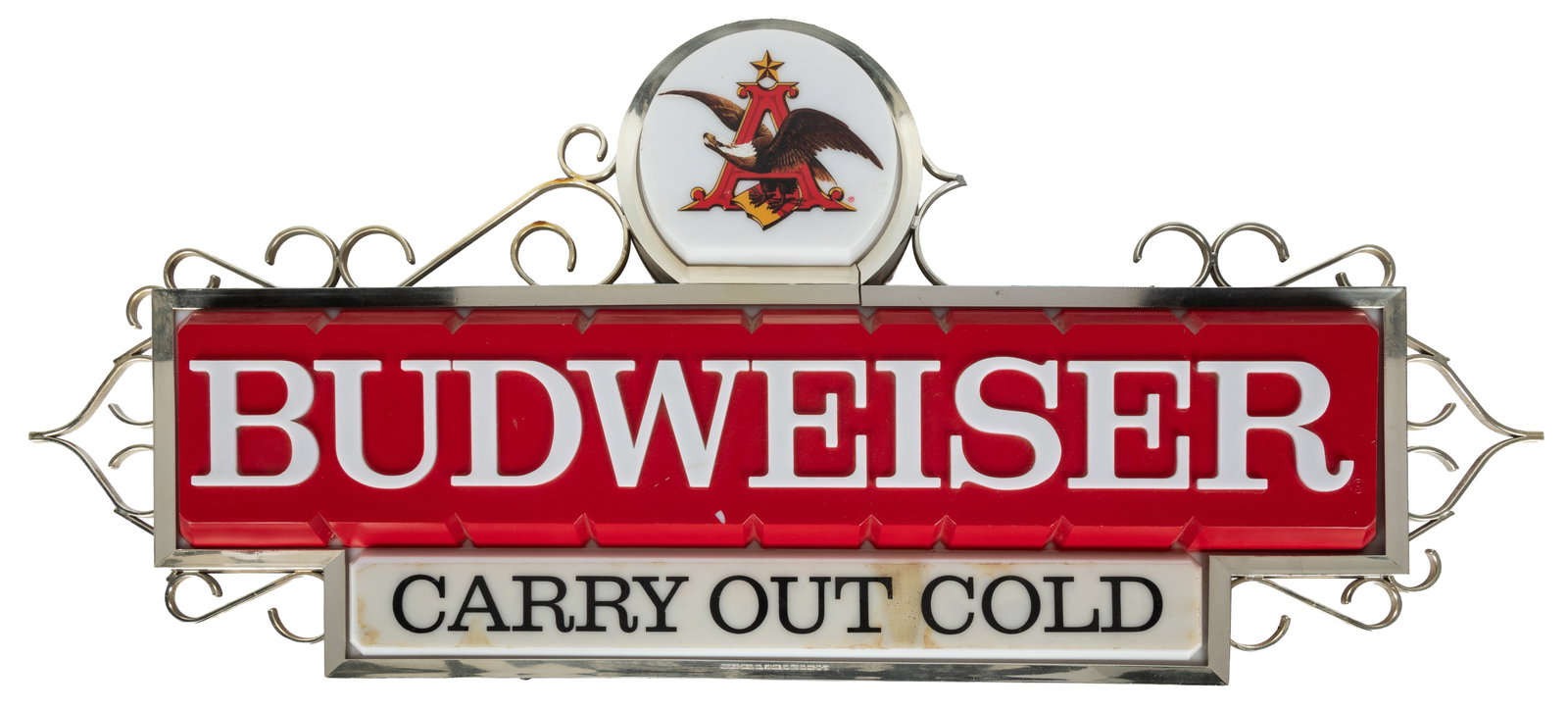 Budweiser "Carry Out Cold" electric advertising sign. (1 of 2)
