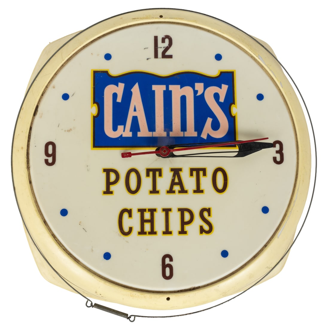 Cain's Potato Chips electric advertising wall clock. (1 of 2)