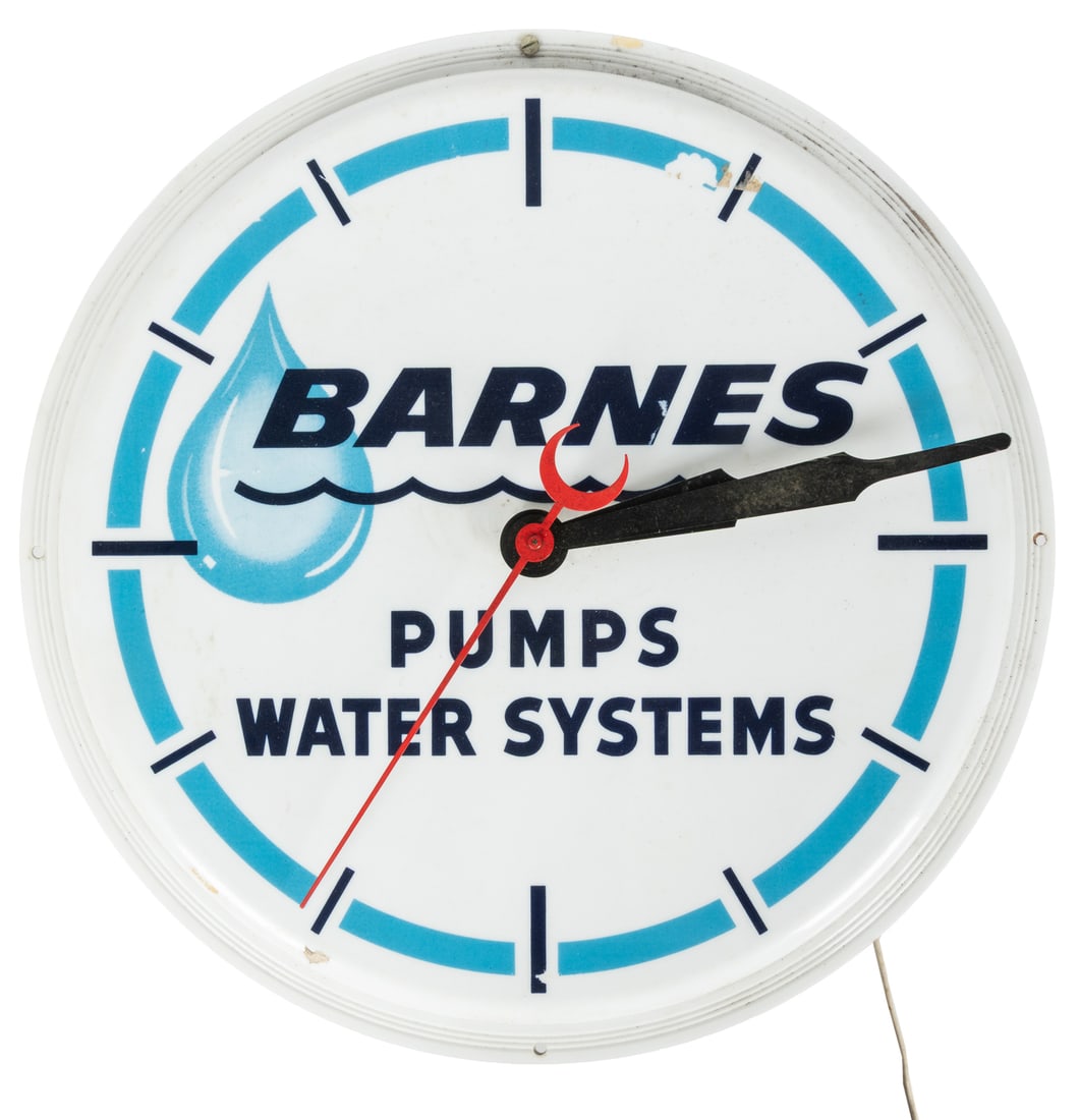 Barnes Pumps Water Systems electric advertising wall clock. (1 of 2)