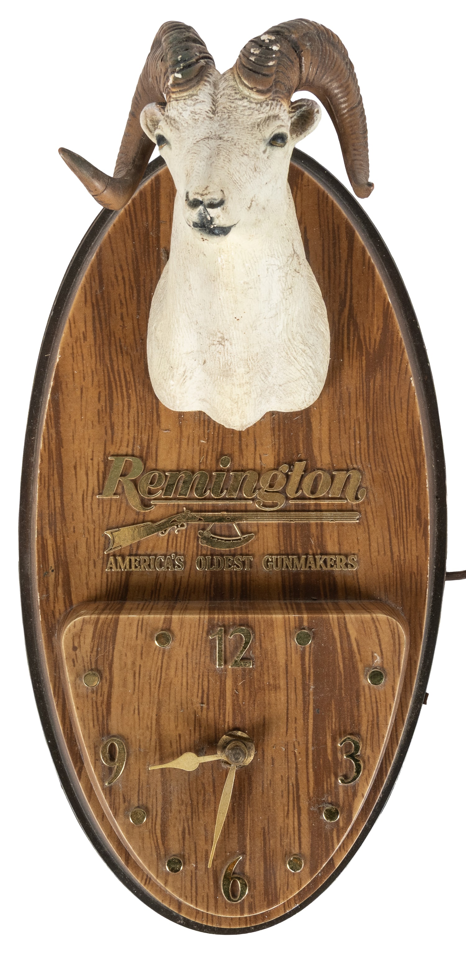 Remington Firearms Clock with White Ram's Head. Des Moines, IO: Timely Products Co. Inc. (1 of 1)