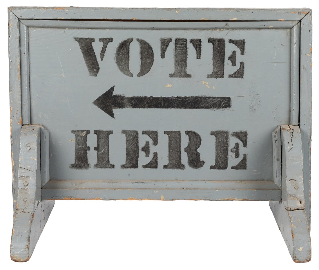 Vote Here wooden sidewalk sign. (1 of 2)