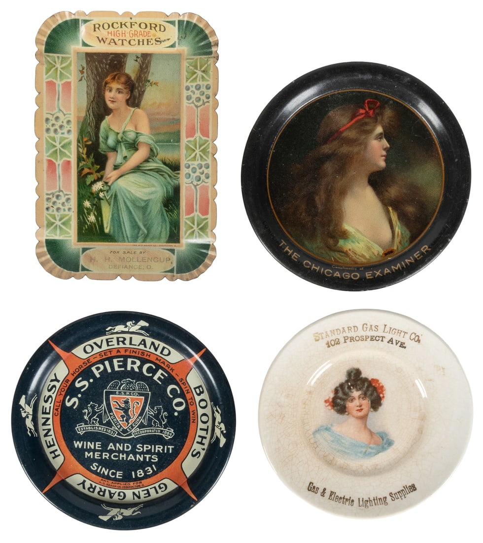 Four antique tip trays. (1 of 1)