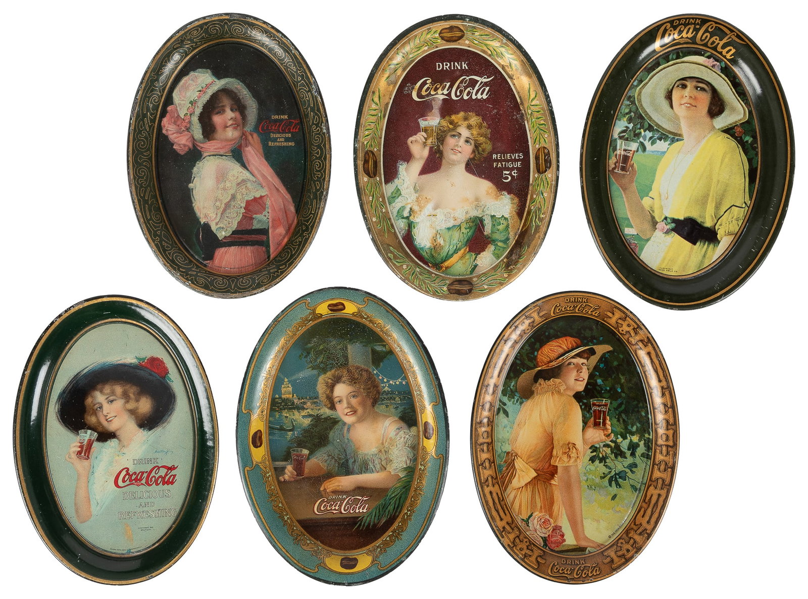 Six Coca-Cola advertising tip trays. (1 of 2)