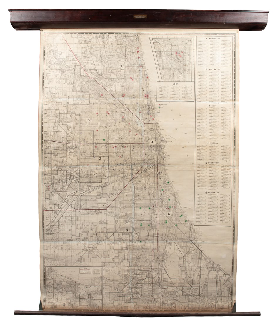 [MAPS]. Map of Chicago & Suburbs [Theaters]. (1 of 3)