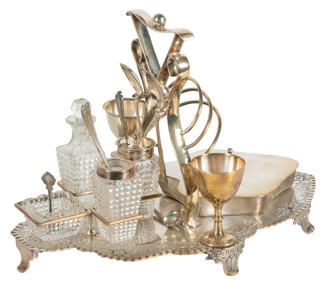 Antique nickel silver cruet set. (1 of 2)