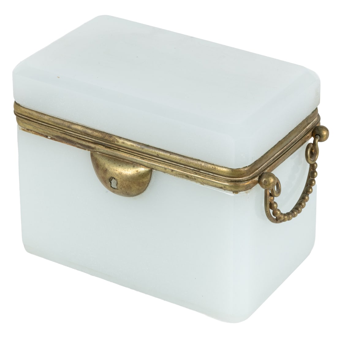 French White Opaline Glass Dresser Box. Early 20th century. (1 of 2)