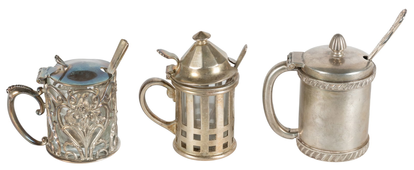 Trio of Silver Soldered Mustard Pots. Circa 19th/20th century. (1 of 1)