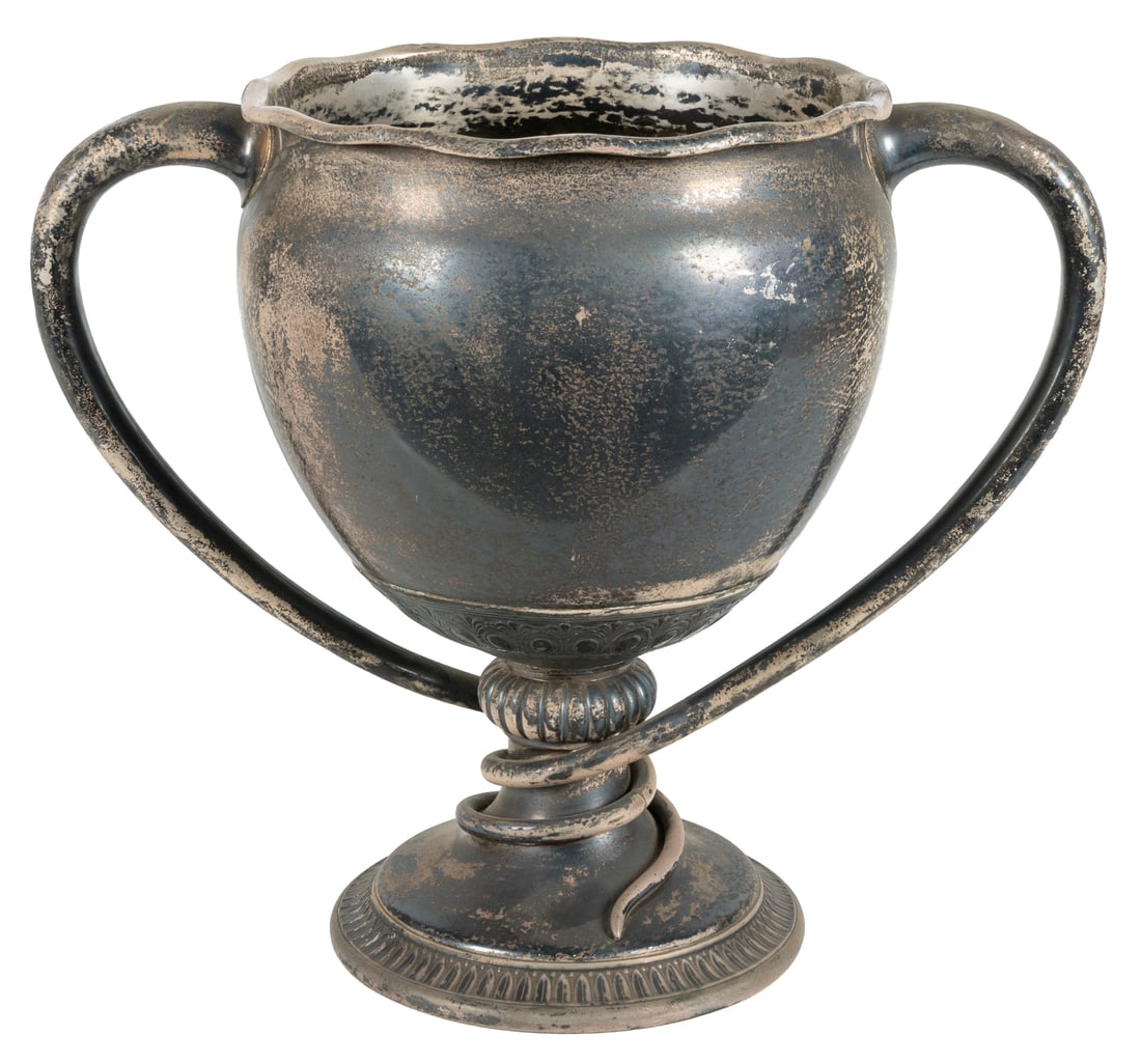 Sterling silver two-handled trophy cup. - 2