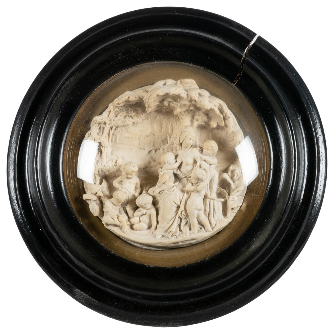 European relief mother and children sculpture, framed. (1 of 1)