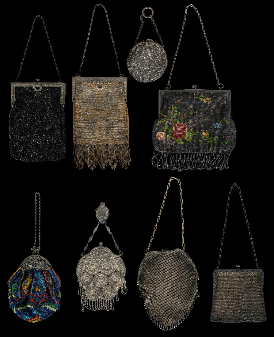 Seven Metal Mesh and Micro Glass Beaded Handbags. Circa late 19th/early 20th century. (1 of 1)