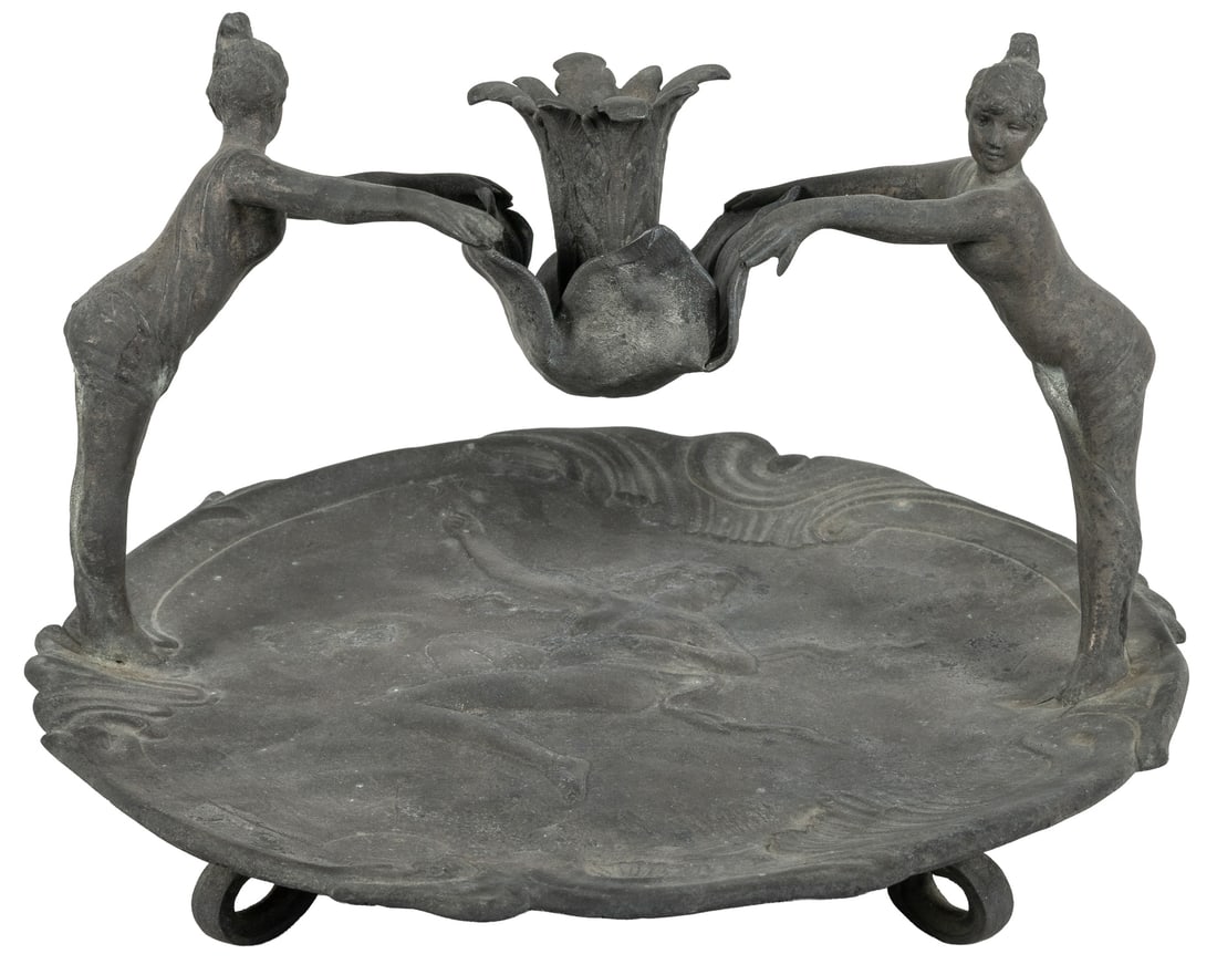 Two Art Nouveau figural match and candle holders. (1 of 4)