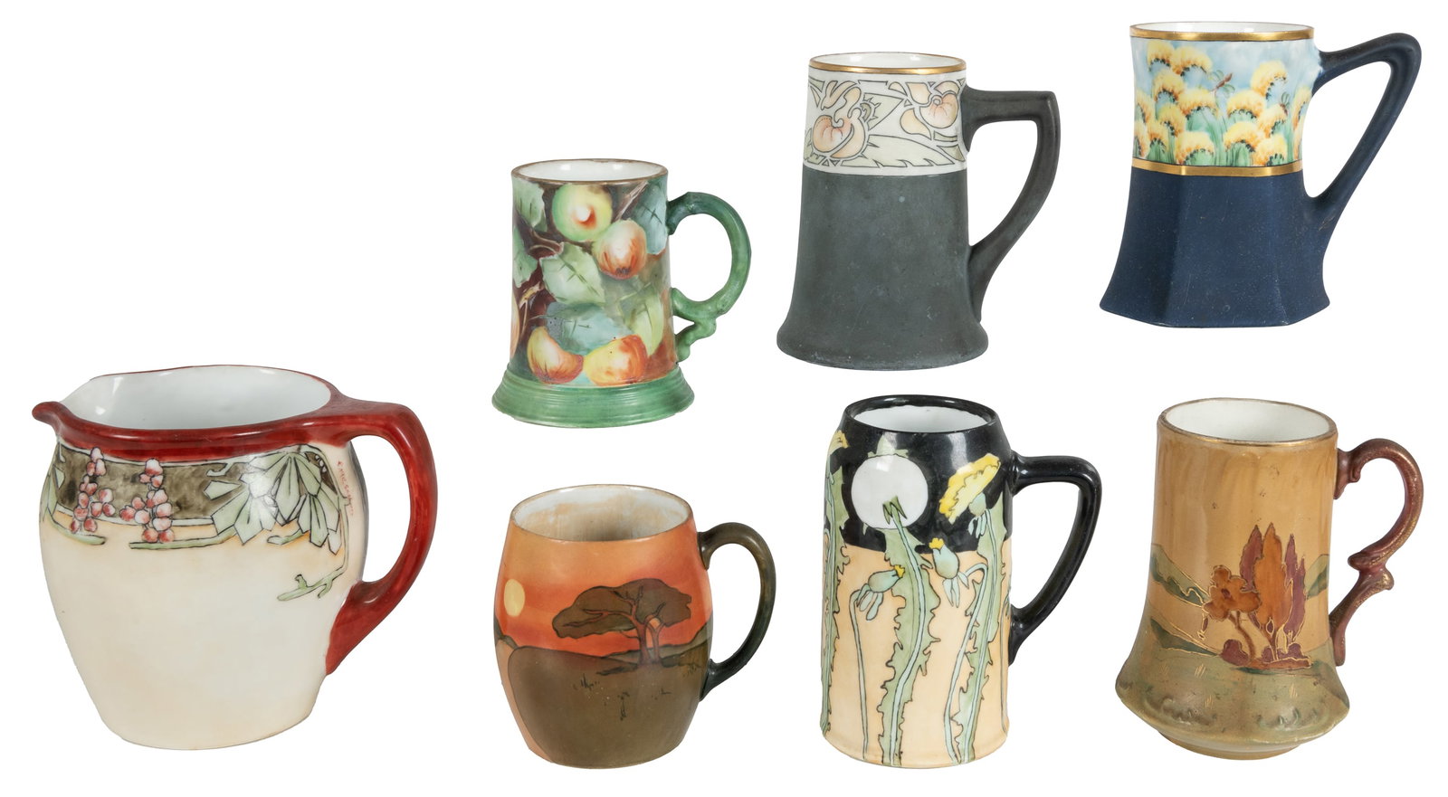 Group of 7 Mugs and Pitcher. Late 19th to early 20th Century. (1 of 1)